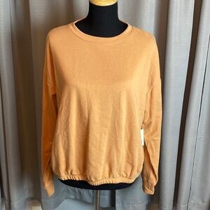 a.n.a. Women’s Lightweight Sweatshirt Elastic Waistband Orange Sandstone XL NWT